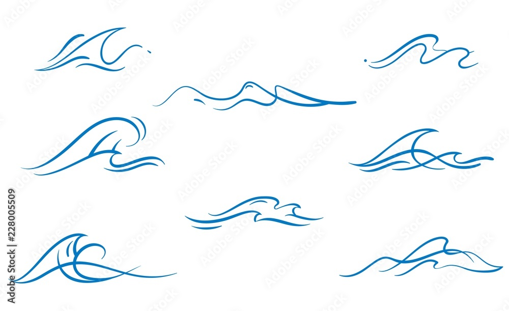 Vector set of simply dawn ocean waves Vector set of simply dawn ocean waves