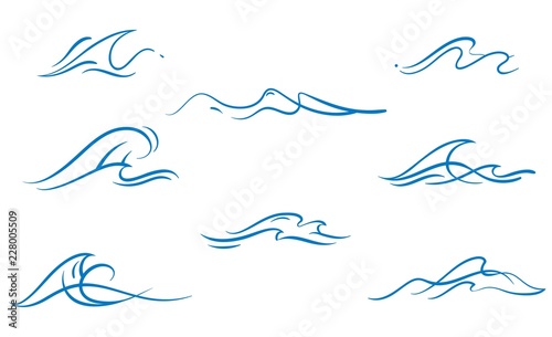 Photo Vector set of simply dawn ocean waves