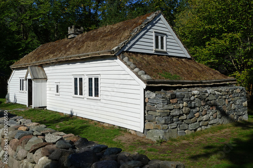 White wooden house, Norsk folkemuseum, Norwegian Museum of Cultural History, Bygdoy, Oslo, Norway photo
