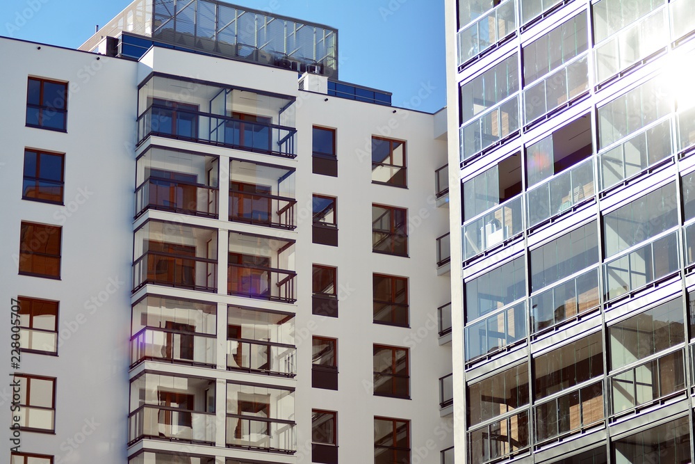 Fototapeta premium Facade of new residential building