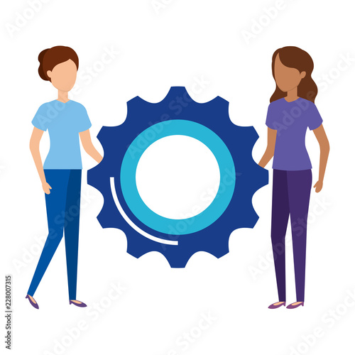 girls with gear machinery
