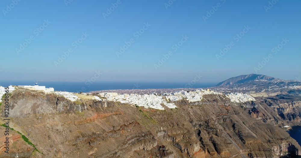 village on Santorini island, aerial view, greece