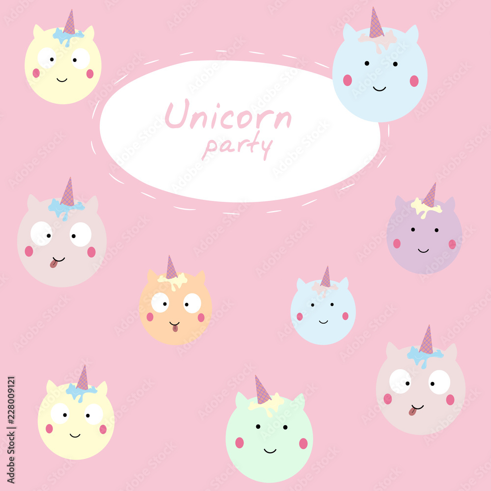 Unicorn party illustration. Best Choice for cards, printing, party invitations, scrapbooking.