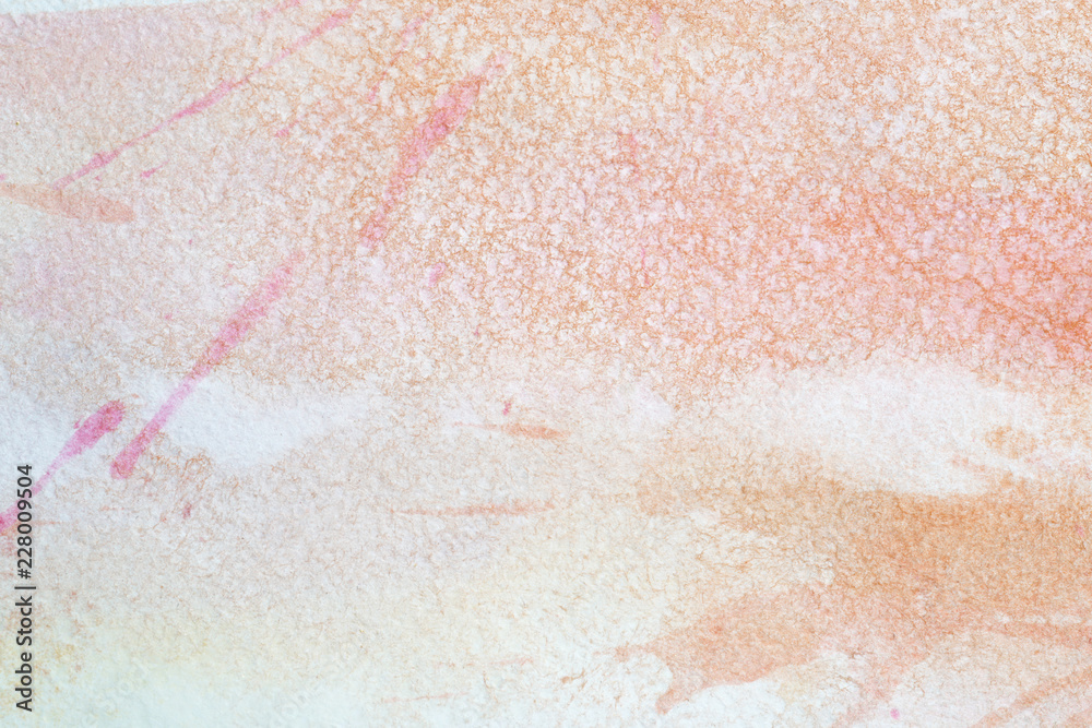 Fototapeta premium spot of a soft pink watercolor with orange background