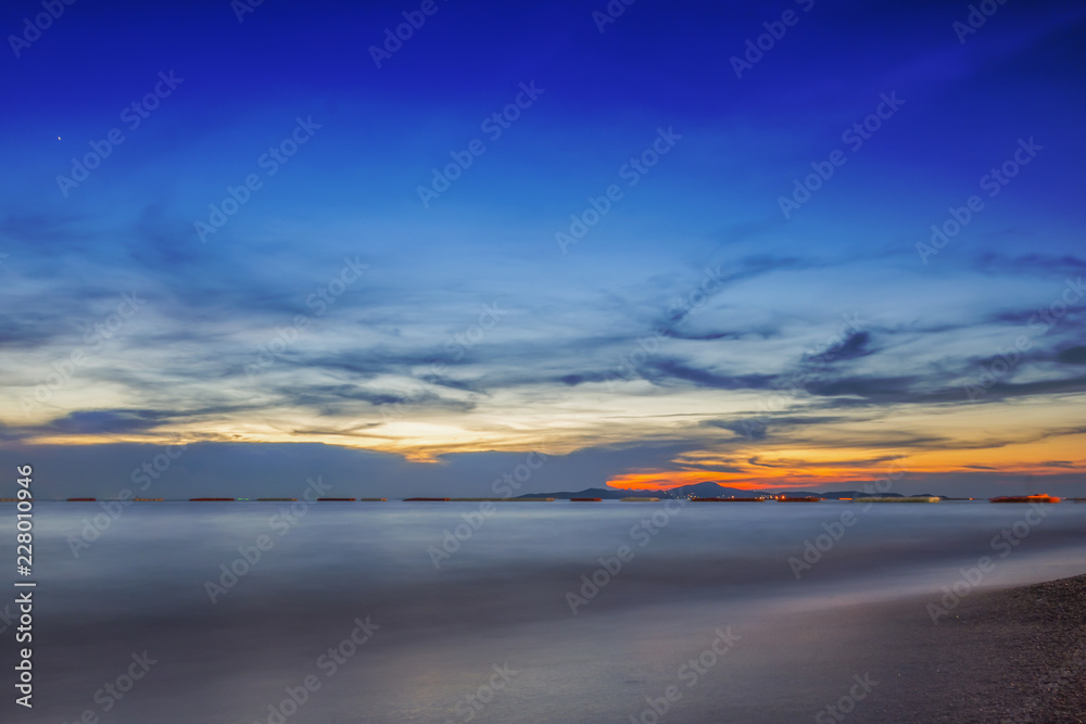 Sea sky cloud in sunset long exposure