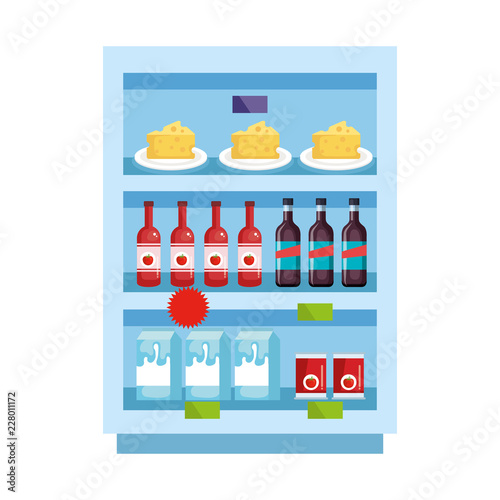 supermarket refrigerator with products