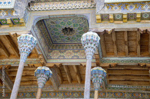 Ceiling panles at Bolo Hauz, Mosque Bukhara, Uzbekistan photo
