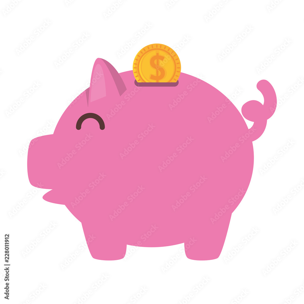 Fototapeta premium piggy savings with coins