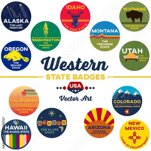 united states | western state digital badges | vector art