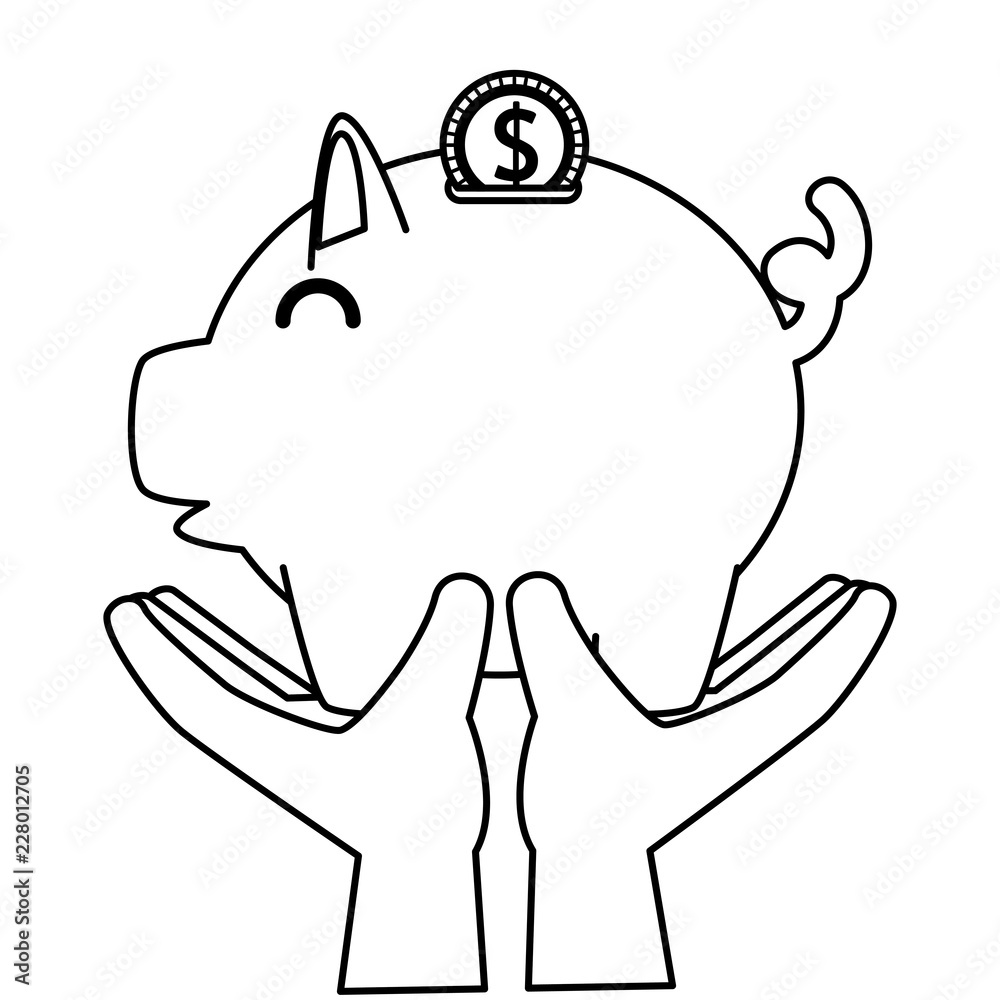 hands lifting piggy savings with coins