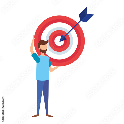 man lifitng target with arrow