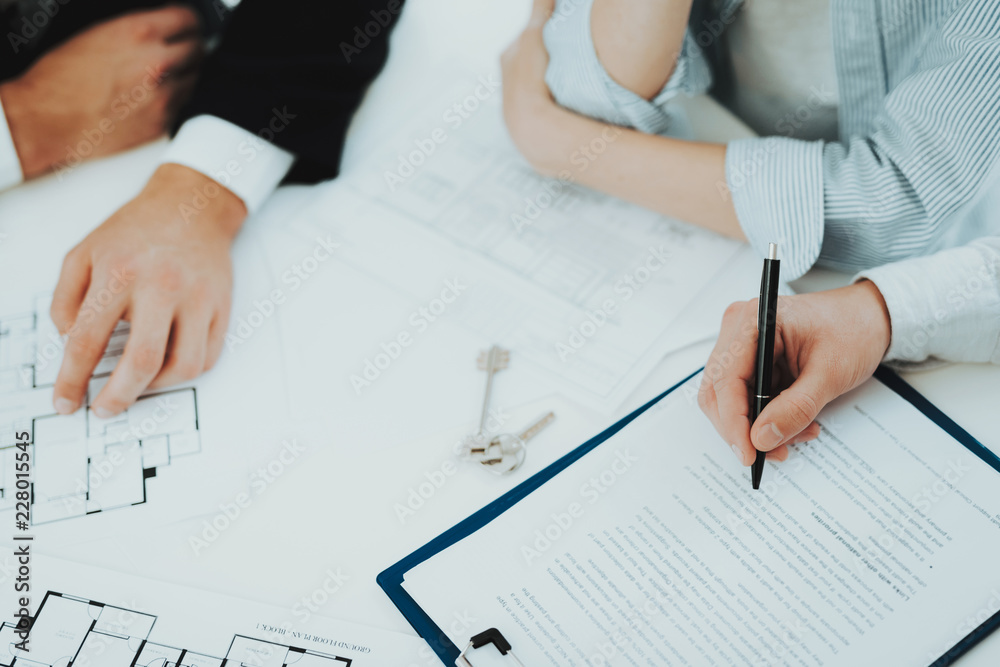 Close-up. Contract Signing Concept. Property Buy. Close-up. Contract Signing Concept. Property Buy.