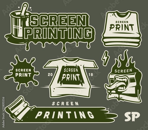 Vintage serigraphy elements collection