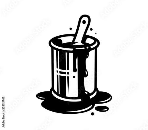 Paint brush in bucket can template