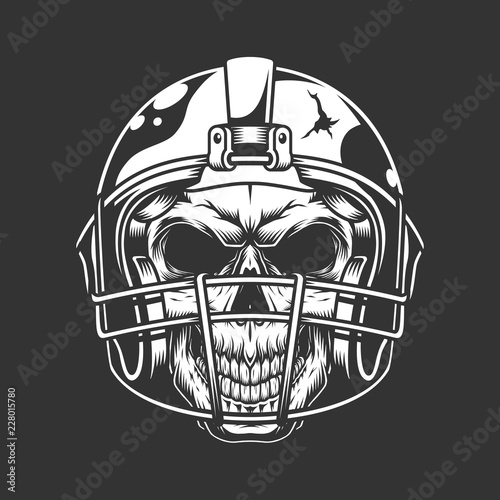 Vintage american football player skull