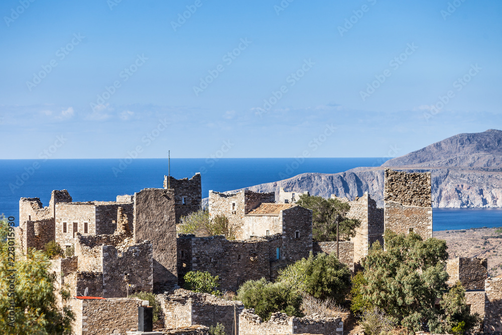 Old tower houses in village Vathia on Mani, Greece