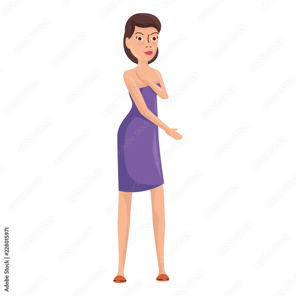 woman in towel with facial hair woman in towel with facial hair
