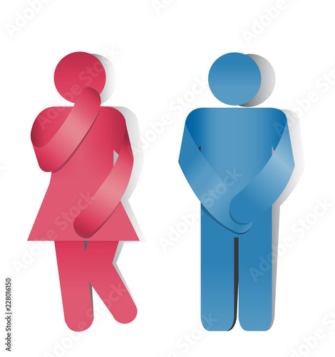 Simbolo toilette, bagno uomo e donna. Incontinenza urinaria  photo