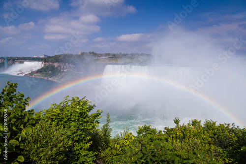 rainbow over waterfall