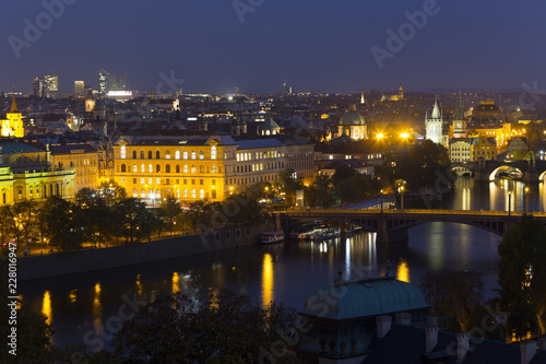Night Prague City with its Cathedrals  Towers and Bridges  Czech Republic