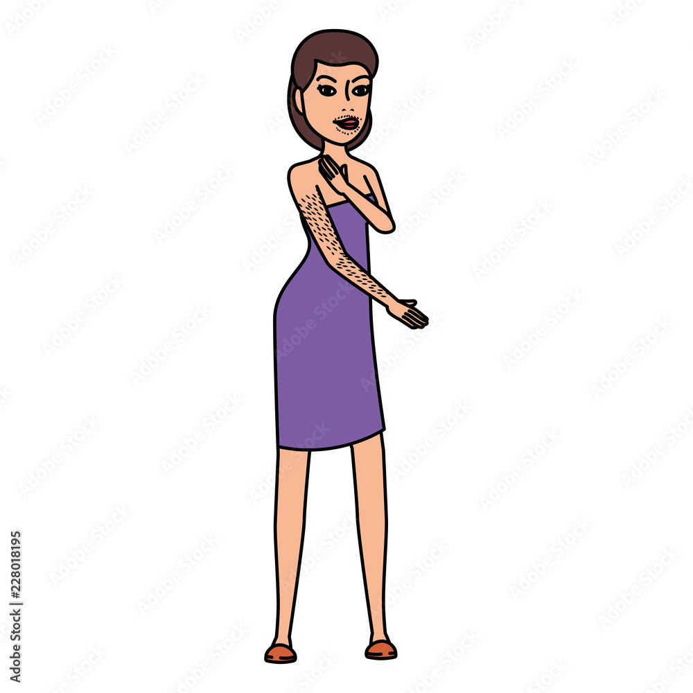 woman in towel with facial hair