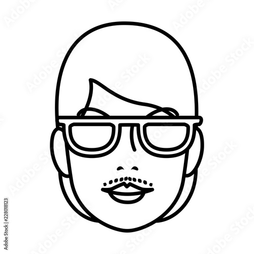 head woman with facial hair with sunglasses