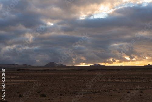 very textured sunset sky over the desert