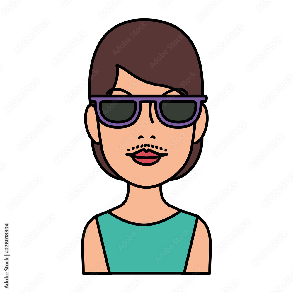 woman with facial hair with sunglasses
