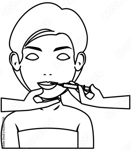 woman in towel injecting botox