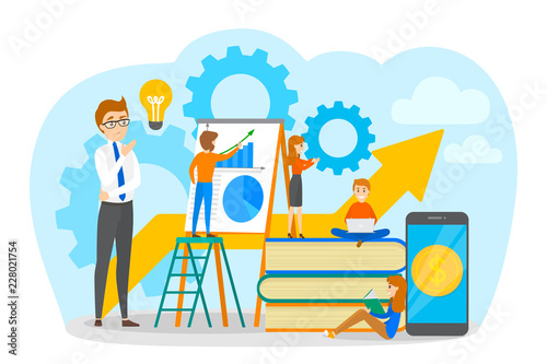 Little business people are working together concept