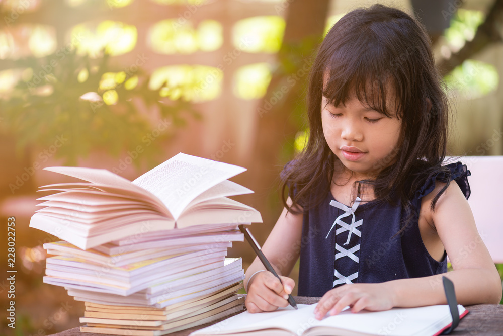 Close up of Portrait Girl drawing outdoor in park. Close up of Portrait Girl drawing outdoor in park.