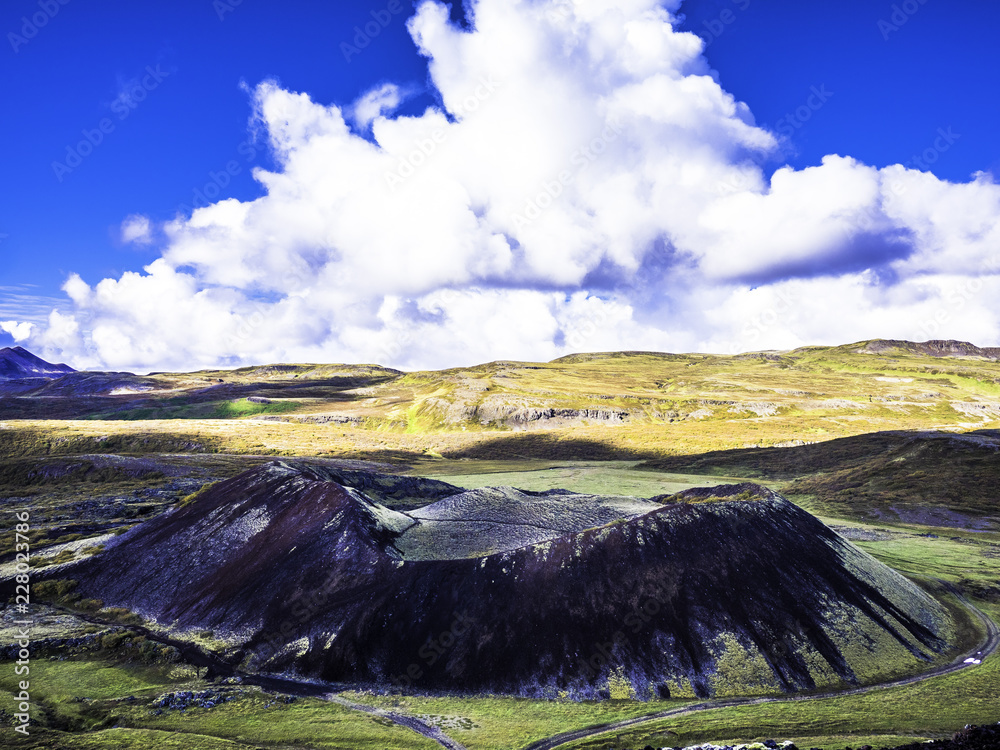 beautiful scenery at Grabrok Volcano in eastern Iceland