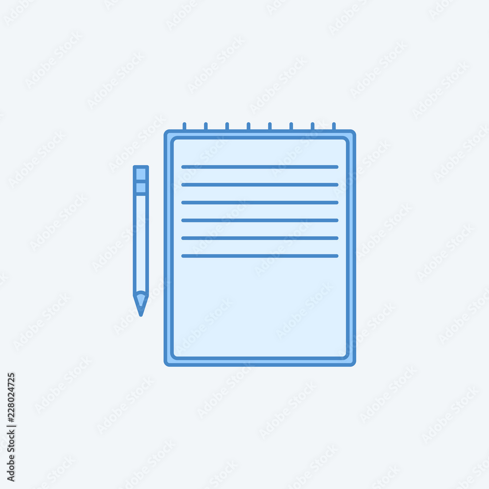 yellow Notebook and pen 2 colored line icon. Simple dark and light blue element illustration. yellow Notebook and pen concept outline symbol design from education set yellow Notebook and pen 2 colored line icon. Simple dark and light blue element illustration. yellow Notebook and pen concept outline symbol design from education set