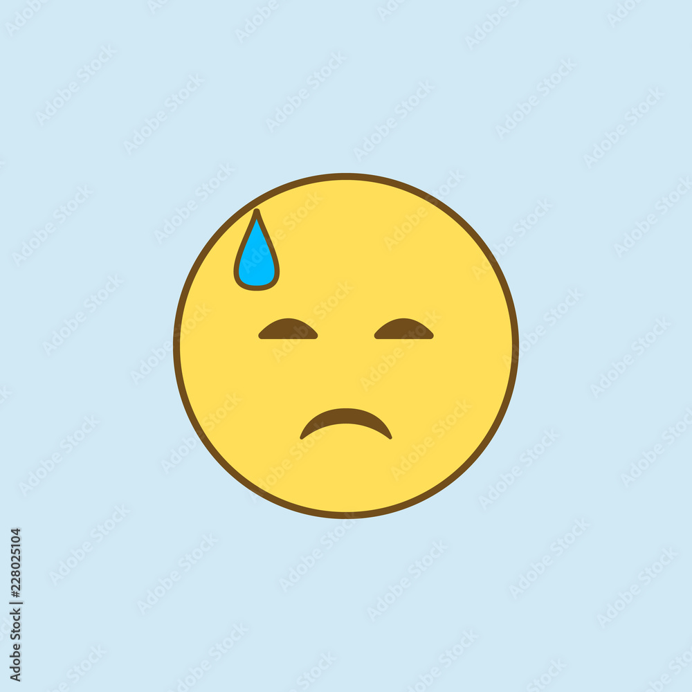 sadness in a cold sweat 2 colored line icon. Simple yellow and brown element illustration. sadness in a cold sweat concept outline symbol design from emoji set sadness in a cold sweat 2 colored line icon. Simple yellow and brown element illustration. sadness in a cold sweat concept outline symbol design from emoji set