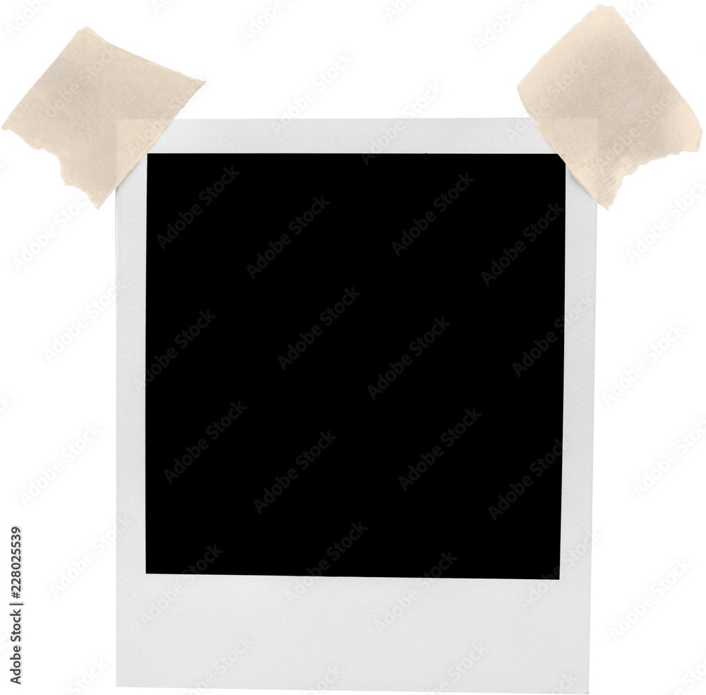 Blank Polaroid Frame with Adhesive Tape - Isolated Stock Photo