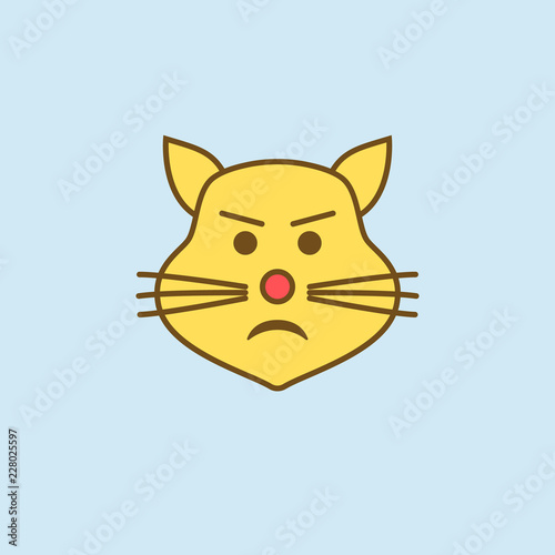 disgruntled cat 2 colored line icon. Simple yellow and brown element illustration. disgruntled cat concept outline symbol design from emoji set