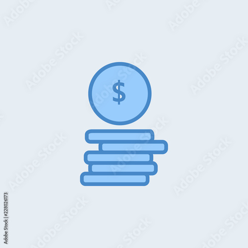 Money. Line Icon Vector. Payment system. Coins and Dollar cent Sign isolated on white background. Flat design style. Business concept.