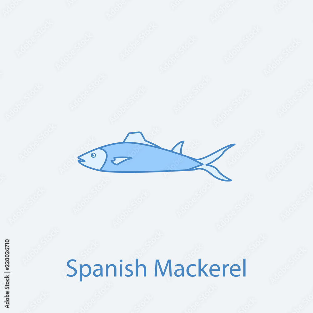 spanish mackerel 2 colored line icon. Simple light and dark blue element illustration. spanish mackerel concept outline symbol design from fish set spanish mackerel 2 colored line icon. Simple light and dark blue element illustration. spanish mackerel concept outline symbol design from fish set