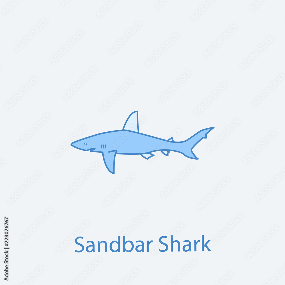 sandbar shark 2 colored line icon. Simple light and dark blue element illustration. sandbar shark concept outline symbol design from fish set sandbar shark 2 colored line icon. Simple light and dark blue element illustration. sandbar shark concept outline symbol design from fish set