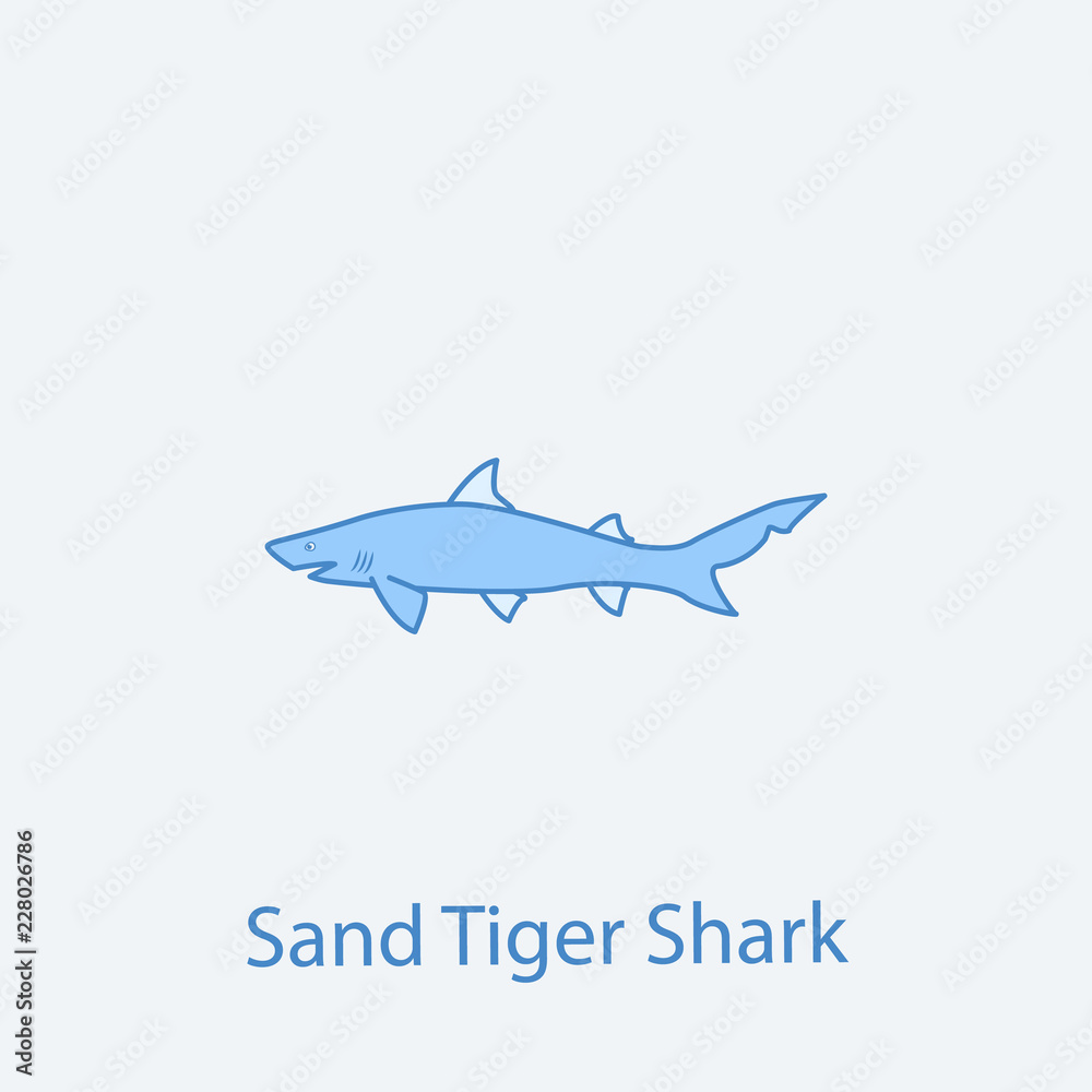 Obraz premium sand tiger shark 2 colored line icon. Simple light and dark blue element illustration. sand tiger shark concept outline symbol design from fish set
