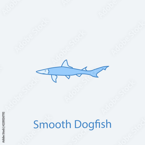 smooth dogfish 2 colored line icon. Simple light and dark blue element illustration. smooth dogfish concept outline symbol design from fish set