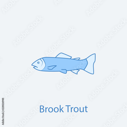 brook trout 2 colored line icon. Simple light and dark blue element illustration. brook trout concept outline symbol design from fish set