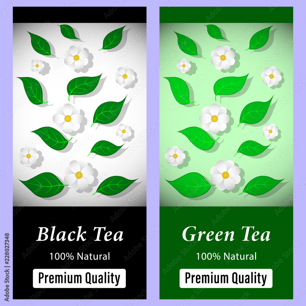 tea packages, labels or stickers