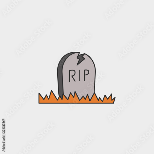 Halloween grave outline colored icon