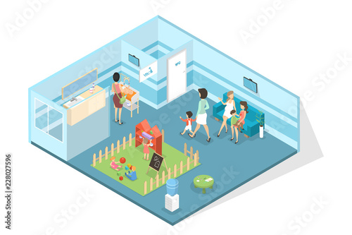 Waiting room in the veterinary clinic interior