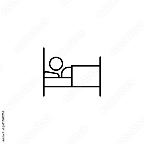 hospital patient bed line black icon on white background