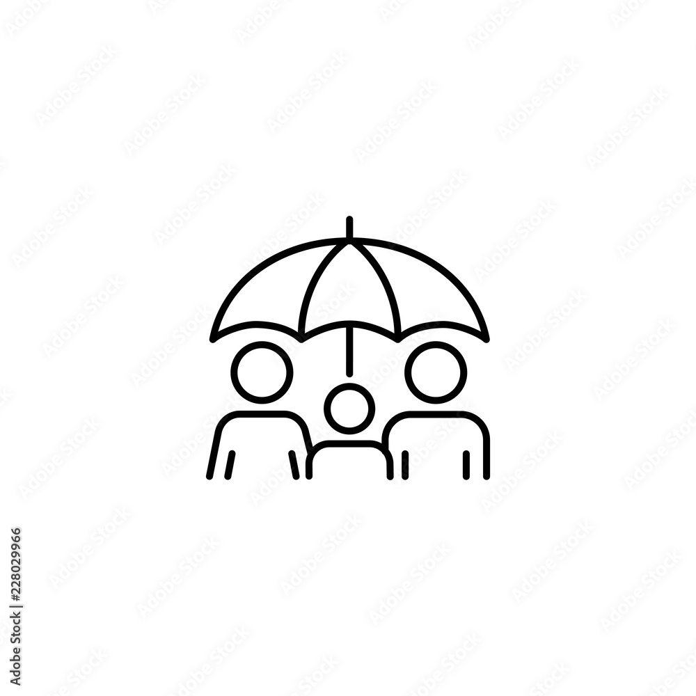 family medical insurance line black icon on white background