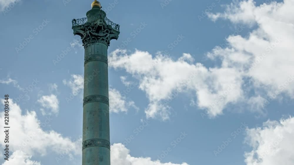 July Column with Spirit of Freedom statue on the top, Place de la Bastille, Paris, France. Time lapse video. July Column with Spirit of Freedom statue on the top, Place de la Bastille, Paris, France. Time lapse video.