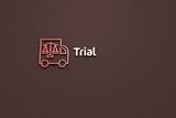 Illustration of Trial with red text on brown background