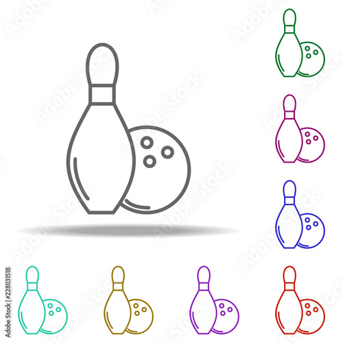 bowling and bowling ball outline icon. Elements of Sport in multi color style icons. Simple icon for websites, web design, mobile app, info graphics